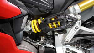 Open image in slideshow, Carbon Fiber Shock Guard For Ducati Panigale 899,959,1199 &amp; 1299
